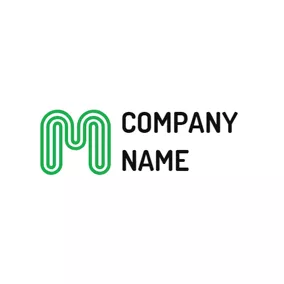 马赛克logo Green Line and Letter M logo design