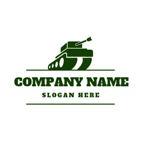 坦克 Logo Green Lines and Military Tank Icon logo design