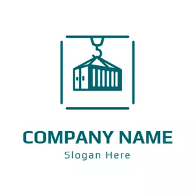 Rectangle Logo Green Load Hook and Container logo design