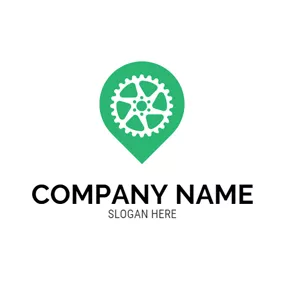 位置Logo Green Location and White Bike Wheel logo design