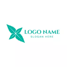 環境ロゴ Green Mint Leaf logo design