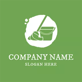 清潔Logo Green Mop and Cleaning logo design