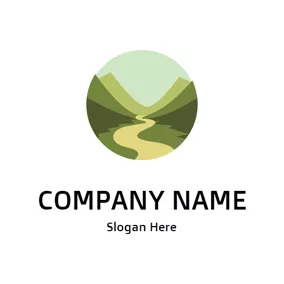 冒険　ロゴ Green Mountain and Beige Road logo design