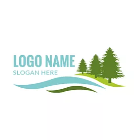 松樹logo Green Mountain and Tree Icon logo design