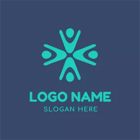 Logotipo De Collage Green Pattern and Abstract People logo design
