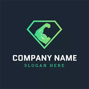 Male Logo Green Pentagon and Muscle logo design