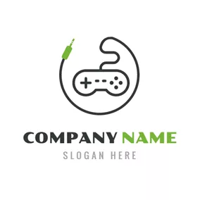 エンターテインメントロゴ Green Plug and Black Gamepad logo design