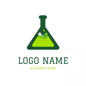 Chemical Logo Green Reagent Bottle and Chemistry logo design
