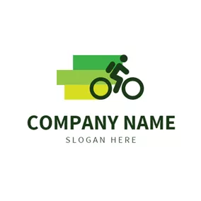 騎行 Logo Green Rectangle and Cycling logo design