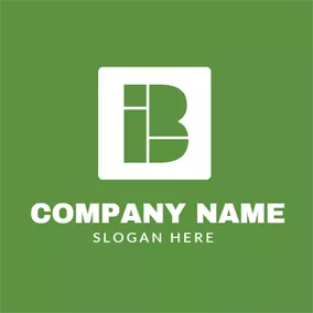 Combination Logo Green Rectangle and Letter B logo design