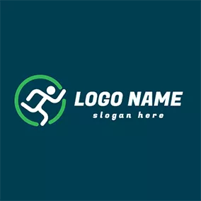 Jog Logo Green Round and Running Man logo design