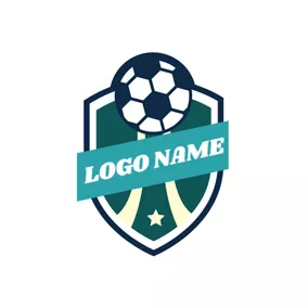 Yellow Logo Green Shield and Football logo design