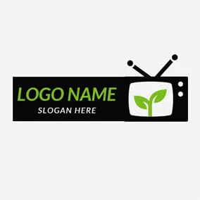 Ecologic Logo Green Sprout and Black Tv logo design