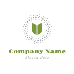 Gray Logo Green Sprout and Letter U logo design