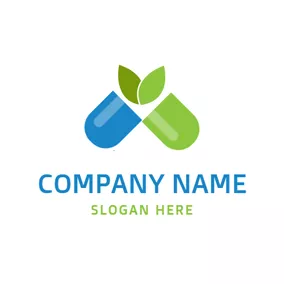 Herb Logo Green Sprout and Opened Capsule logo design