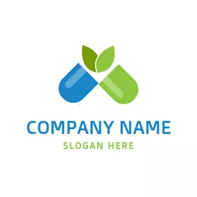 Medical & Pharmaceutical Logo Green Sprout and Opened Capsule logo design