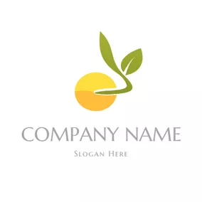 Growth Logo Green Sprout and Yellow Seed logo design