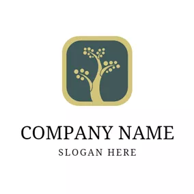 Combination Logo Green Square and Brown Tree logo design