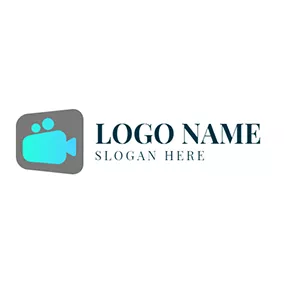 录像Logo Green Square and Gray Video logo design