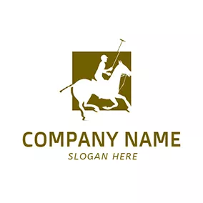 アクションロゴ Green Square and Horse Icon logo design