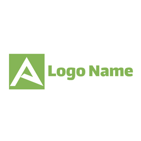 Green Square and Letter A logo design