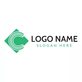 アルファベットロゴ Green Square and Letter C logo design