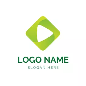 紐扣 Logo Green Square and Play Button logo design