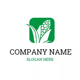 Vegetable Logo Green Square and White Corn logo design