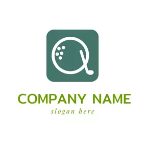 Combination Logo Green Square and White Letter Q logo design