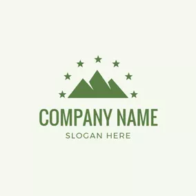 山のロゴ Green Star and Mountain logo design