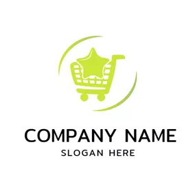 Crescent Logo Green Star and Shopping Trolley logo design