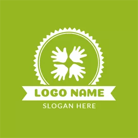 保姆 Logo Green Sun and White Hand logo design