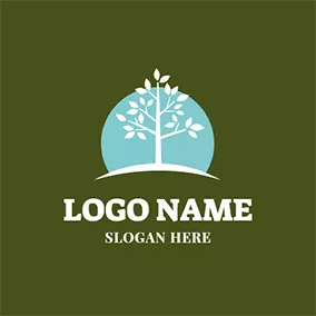 Landscaping Logo Green Sun and White Tree logo design