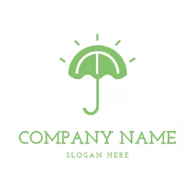Handle Logo Green Sunlight and Umbrella logo design