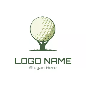 Golf Logo Green Tee and Golf Ball logo design