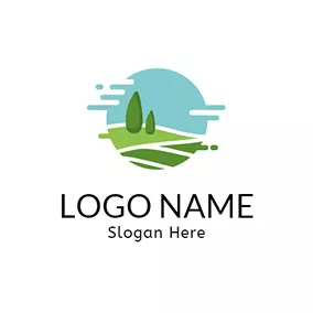 Landschaftsgestaltung Logo Green Tree and Grassland logo design