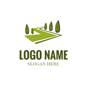 Rectangle Logo Green Tree and Landscaping logo design