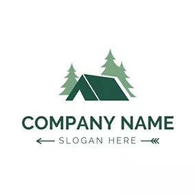 Outdoor Logo Green Tree and Tent logo design