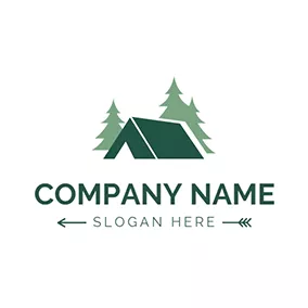 住宅 Logo Green Tree and Tent logo design