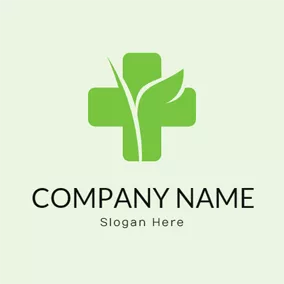 環境ロゴ Green Tree Leaf and Plus logo design