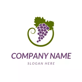 Grape Logo Green Vine and Purple Grape logo design