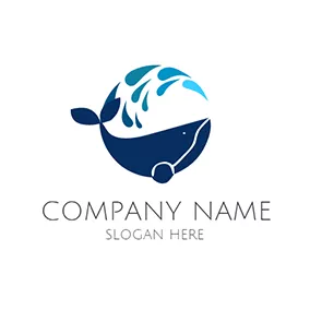 Drip Logo Green Water and Blue Whale logo design