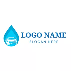 清洁Logo Green Water Drop and Car Wash logo design