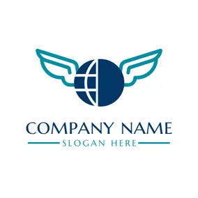 Logotipo De Eje Green Wing and Blue Round logo design