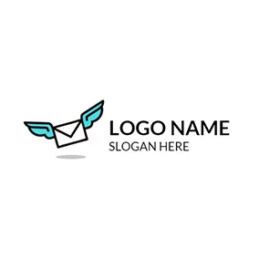Logótipo Correio Green Wing and White Envelope logo design