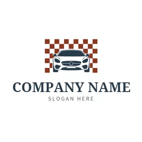 自動車販売店　ロゴ Grid Background and Car logo design