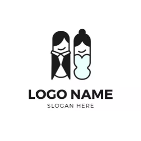 カップルロゴ Groom and Bride Portrait logo design