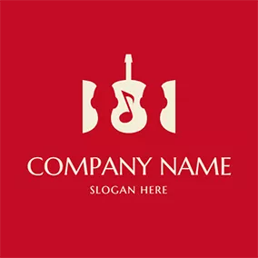 吉他Logo Guitar Note Simple Choir logo design