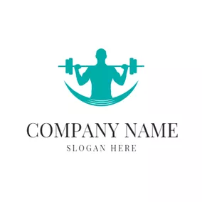 ジムのロゴ Gym Equipment and Athlete Man logo design