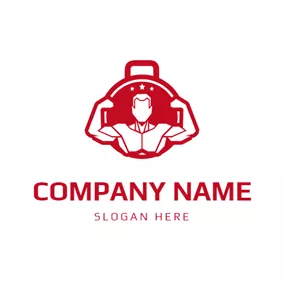 Man Logo Gym Equipment and Muscle Man logo design